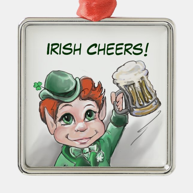 Irish Cheers! Porträtt Premium Square Ornament (Framsidan)