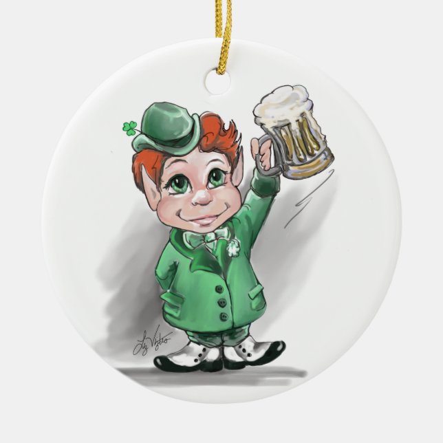 Irish Cheers! Round Ornamnet Julgransprydnad Keramik (Framsidan)