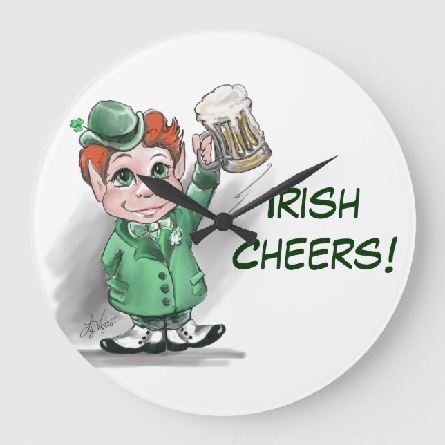 Irish Cheers! Rund väggklocka (Framsida)