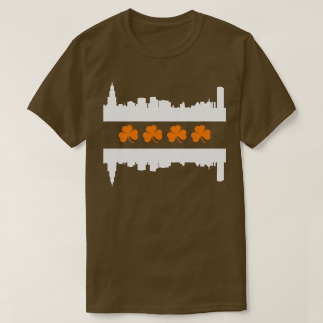 Irish Chicago Skyline Flagga T Shirt (Design framsida)