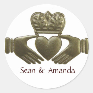 Irish Claddagh Guld Bröllop Sälar Runt Klistermärke