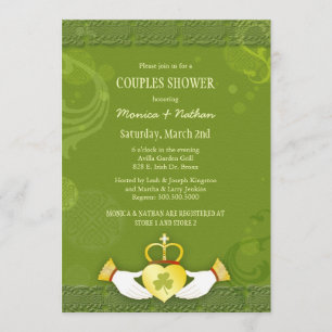 Irish Claddagh Heart Bröllop Par Shower Inbjudningar