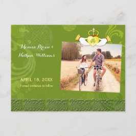Irish Claddagh Heart Bröllop Photo Save Date Meddelande Vykort