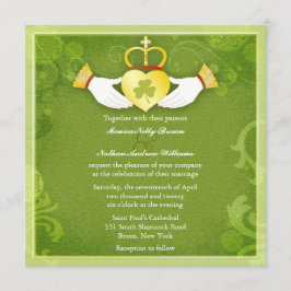 Irish Claddagh Heart Grönt Celtic Bröllop Inbjudningar
