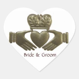 Irish Claddagh hjärta Guld Bröllop Sälar Hjärtformat Klistermärke