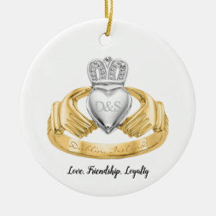 Irish Claddagh Ring Personlig Julgransprydnad Keramik