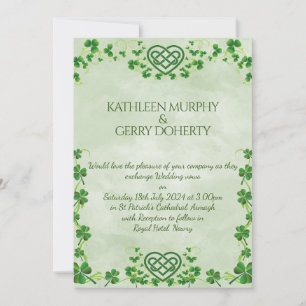 Irish Claddagh Ring Shamrocks & Celtic Kärlek Knot Inbjudningar