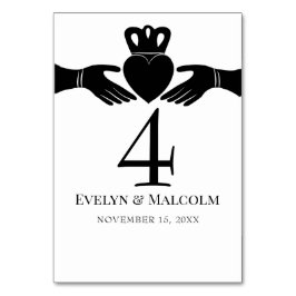 Irish Claddagh Ring Simple Black and White Bröllop Bordsnummer