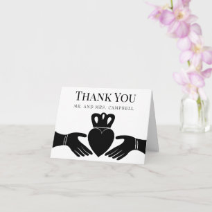 Irish Claddagh Ring Simple Black, White Tack Kort