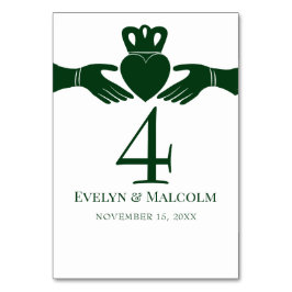Irish Claddagh Ring Simple Graphic Grönt Bröllop Bordsnummer