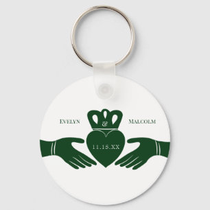 Irish Claddagh Ring Simple Graphic Grönt Bröllop Nyckelring