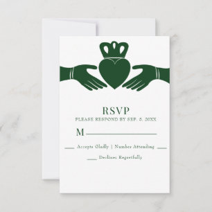 Irish Claddagh Ring Simple Graphic Grönt Bröllop OSA Kort