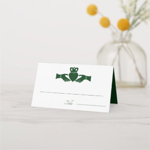 Irish Claddagh Ring Simple Graphic Grönt Bröllop Placeringskort