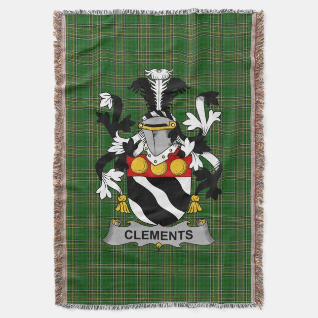 Irish Clements Jackar Arm Family Crest Ireland Filt (Framsidan Vertikal)