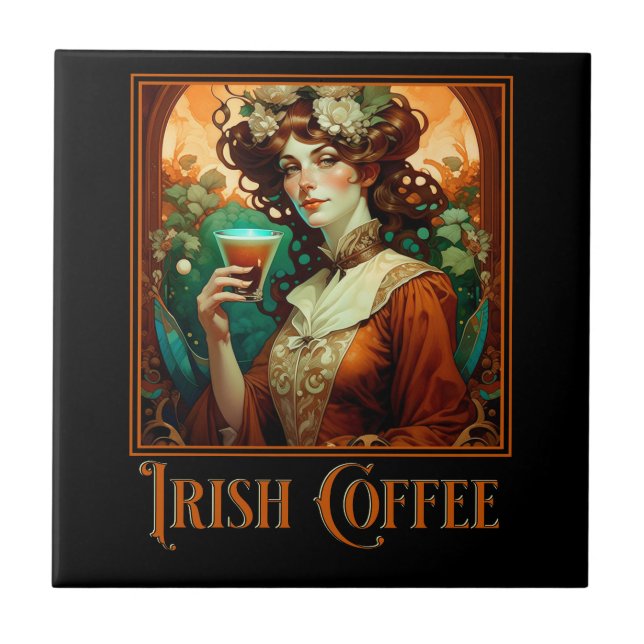 Irish Coffee Art nouveau Kakelplatta (Framsidan)