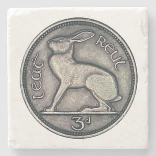 Irish Coin, Hare, 3 Pence Ireland Underlägg Sten