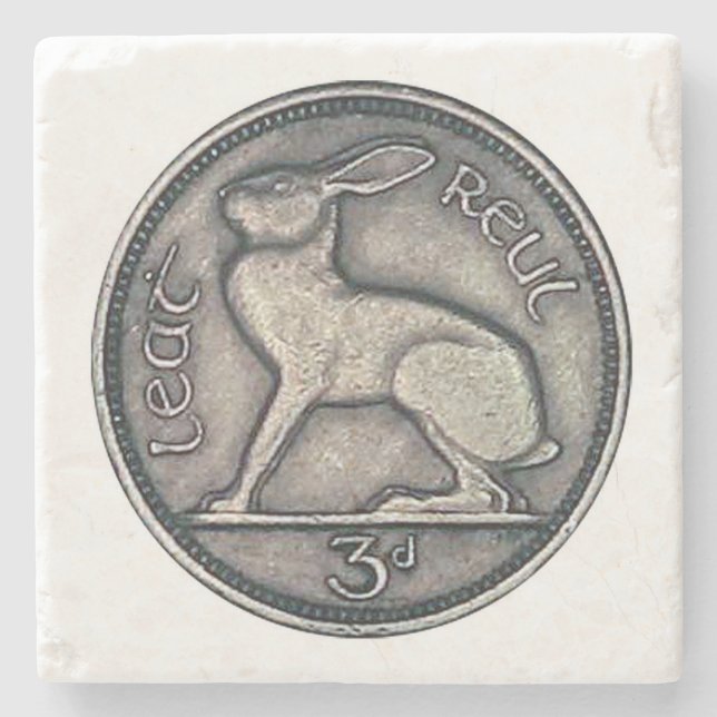 Irish Coin, Hare, 3 Pence Ireland Underlägg Sten (Framsidan)