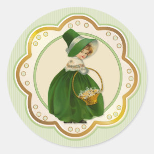 Irish Colleen och Basket Runt Klistermärke
