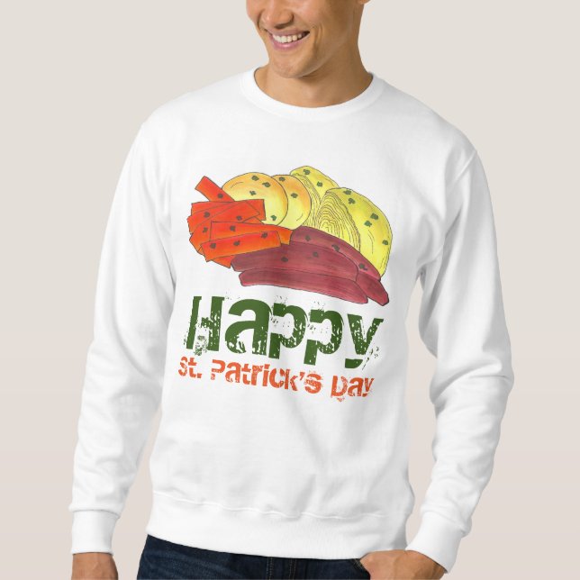 Irish Corned Beef and Cabbage St. Patrick's Day Sweatshirt (Framsida)
