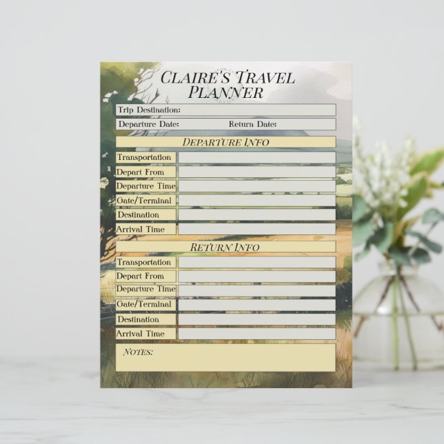 Irish Countryside Travel Details Planner Page (Stående Fram)