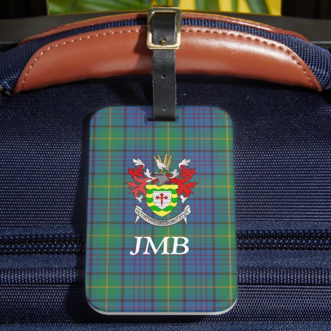 Irish County Donegal Tartan Monogram Bagagebricka (Framsida Insitu 2)