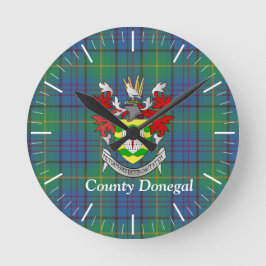 Irish County Donegal Tartan Personlig Rund Klocka