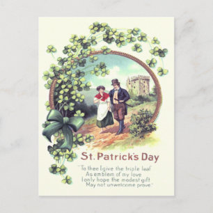 Irish Couple Castle Shamrock Vykort