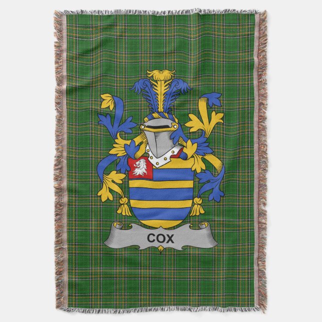 Irish Cox Jackar Arm Family Crest Ireland Filt (Framsidan Vertikal)