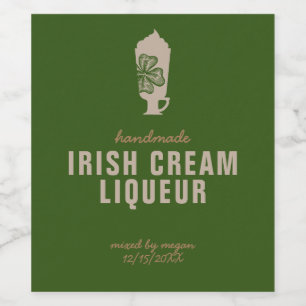 Irish Cream Liqueur Food and Beverage Label Set Vinflaska Etikett