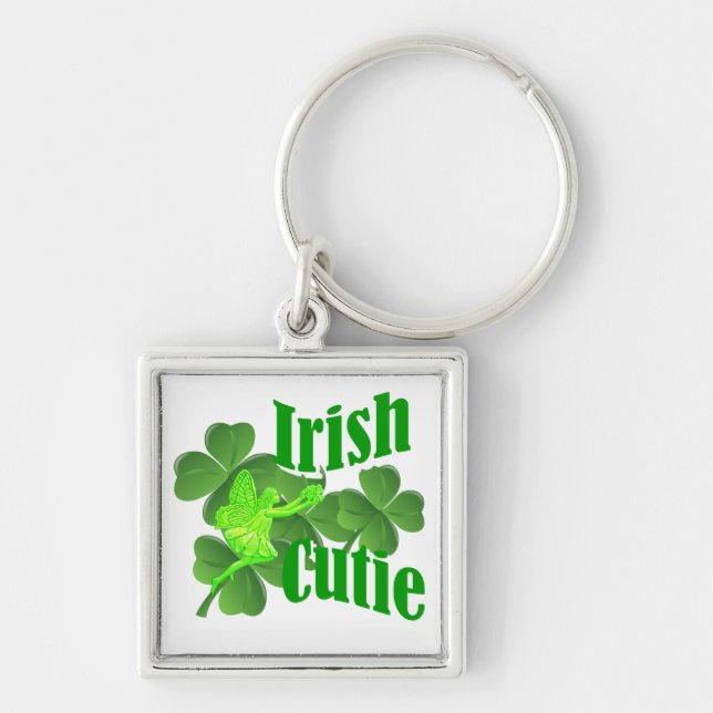 Irish cutie fyrkantig silverfärgad nyckelring (Framsidan)