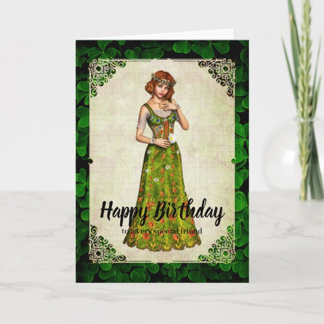 Irish Daisy Girl Birthday Card Kort (Framsida)