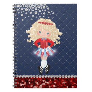 Irish Dance Blond Girl Soft Shoe Blue, Red Anteckningsbok