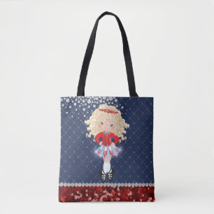 Irish Dance Blond Girl Soft Shoe Blue, Red Tygkasse