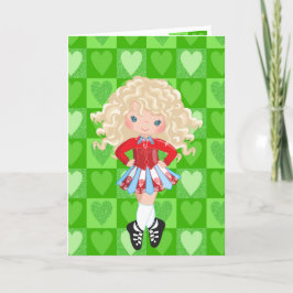 Irish Dance Grönt Monochrome Heart Valentine Day Helgkort