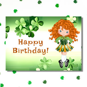 Irish Dance Grönt Shamrocks & Klöver Birthday Kort