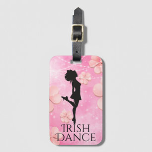 Irish Dance Hard Shoe Rosa Shamrocks Klöver Bagagebricka