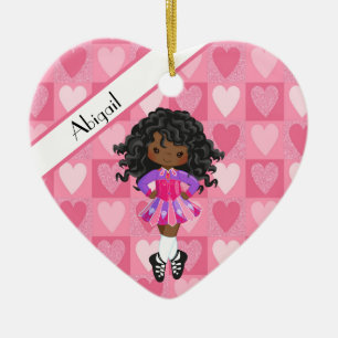 Irish Dance Rosa Monochrome Heart jul Julgransprydnad Keramik