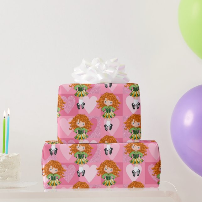 Irish Dance Rosa Monochrome Heart Presentpapper (Festgåvor)