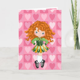 Irish Dance Rosa Monochrome Heart Valentine Day Helgkort