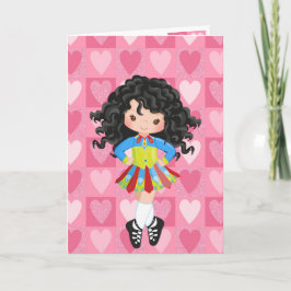 Irish Dance Rosa Monochrome Heart Valentine Day Helgkort