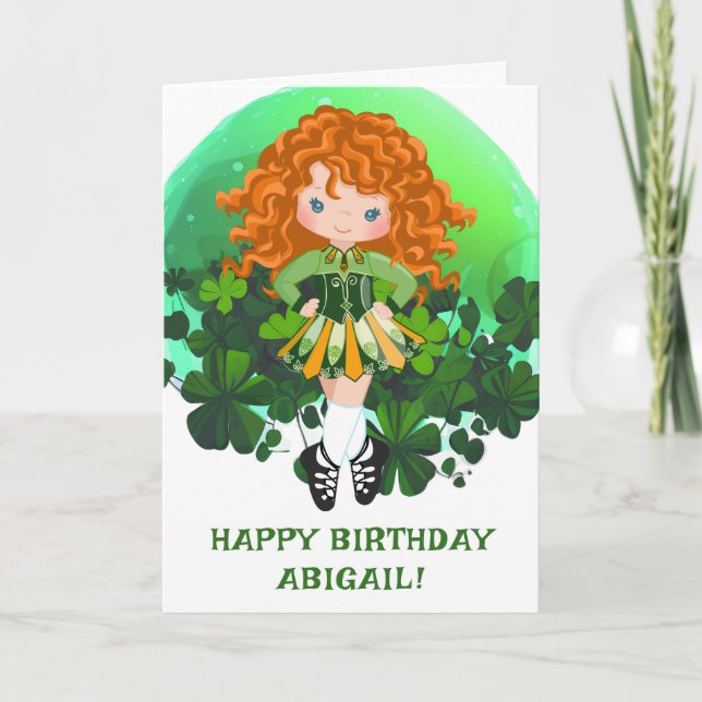 Irish Dance St. Patrick's Day Klöver Birthday Kort (Framsida)