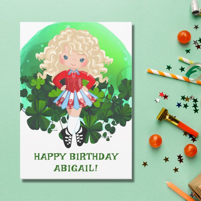 Irish Dance St. Patrick's Day Klöver Birthday Kort (Skapare uppladdad)
