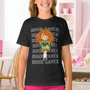 Irish Dance Typography Cute Girl in Solo Dress T Shirt
