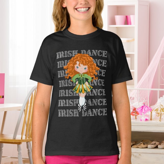Irish Dance Typography Cute Girl in Solo Dress T Shirt (Skapare uppladdad)
