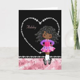 Irish Dance Valentine Day Rhinestone Heart Helgkort