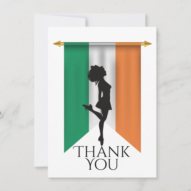 Irish Dancer and Flagga of Ireland Dance Flat Tack Kort (Framsida)