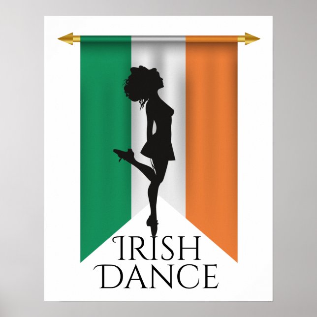 Irish Dancer and Flagga of Ireland Hard Shoe Dance Poster (Framsidan)