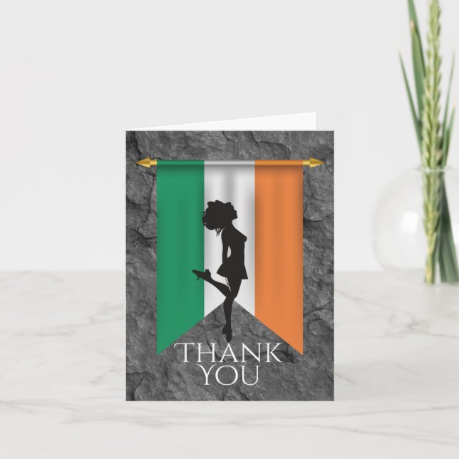 Irish Dancer and Flagga of Ireland Hard Shoe Dance Tack Kort (Framsida)