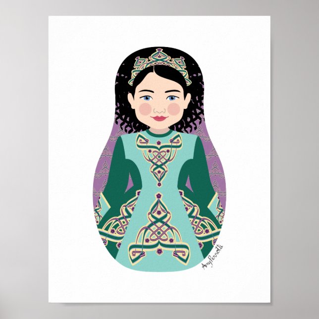 Irish Dancer Black Hair Matryoshka Poster (Framsidan)