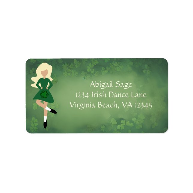 Irish Dancer - Blond Hair - Klöver Dance Adress Adressetikett (Framsidan)